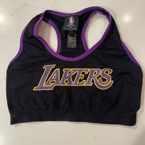 NBA Black and Purple Lakers Sports Bra with Gold Logo